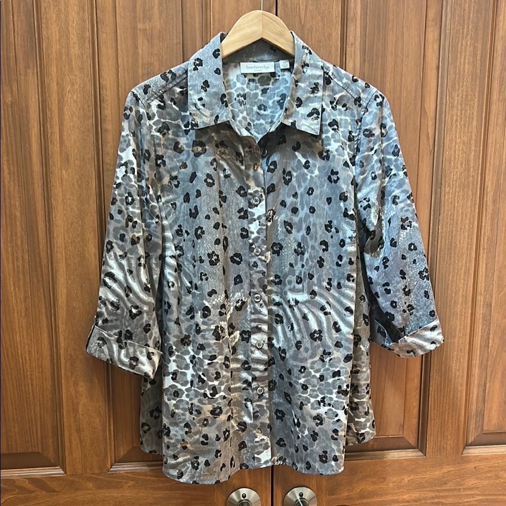 Breckenridge Leopard Print 3/4 sleeve blouse size 2X